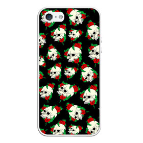 Чехол для iPhone 5/5S матовый с принтом Черепа и розы / Skull and Roses , Силикон | Область печати: задняя сторона чехла, без боковых панелей | death | gothic | halloween | horror | roses | skeleton | skillet | skull | готика | готические | жуткий | кости | красные розы | листья | скелет | хеллоуин | хоррор | хэллоуин | цветы | череп | черепа в розах | черепа и розы | черепа с