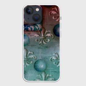 Чехол для iPhone 13 mini с принтом Объемная абстракция    Флер де лис ,  |  | 3d | mixed media | абстрактный | абстракция | бордовый | вручную | графика | живопись | королевская | лилия | рисунок | серый | узоры | флер де лис | шары