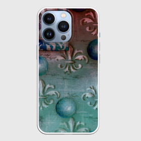 Чехол для iPhone 13 Pro с принтом Объемная абстракция    Флер де лис ,  |  | 3d | mixed media | абстрактный | абстракция | бордовый | вручную | графика | живопись | королевская | лилия | рисунок | серый | узоры | флер де лис | шары