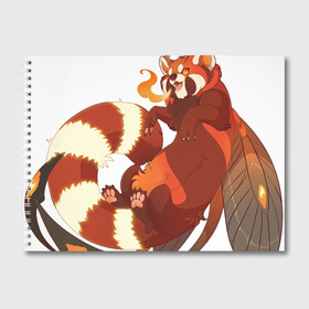 Альбом для рисования с принтом Огненная панда , 100% бумага
 | матовая бумага, плотность 200 мг. | арт | красная панда | крылья | малая панда | маленькая панда | огонь | панда | панда стайана | перья | рисунок | стайана | фантастический зверь | фантастическое животное | язык пламени