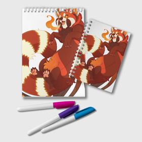Блокнот с принтом Огненная панда , 100% бумага | 48 листов, плотность листов — 60 г/м2, плотность картонной обложки — 250 г/м2. Листы скреплены удобной пружинной спиралью. Цвет линий — светло-серый
 | арт | красная панда | крылья | малая панда | маленькая панда | огонь | панда | панда стайана | перья | рисунок | стайана | фантастический зверь | фантастическое животное | язык пламени