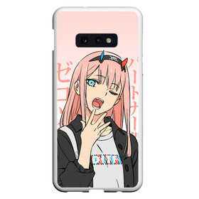 Чехол для Samsung S10E с принтом Zero Two Darling in the Franxx , Силикон | Область печати: задняя сторона чехла, без боковых панелей | 02 | anime girl | darling in the franxx | zero two | аниме | дарлинг во франксе | девушка с розовыми волосами | манга | милый во франксе | ноль два | розовые волосы | тян