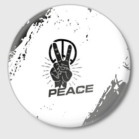 Значок с принтом Peace | Мир (Z) ,  металл | круглая форма, металлическая застежка в виде булавки | anarchy | hippies | peace | анархизм | анархия | два пальца | знак | знаки | любовь | мир | хиппи
