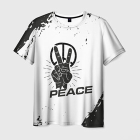 Мужская футболка 3D с принтом Peace | Мир (Z) , 100% полиэфир | прямой крой, круглый вырез горловины, длина до линии бедер | anarchy | hippies | peace | анархизм | анархия | два пальца | знак | знаки | любовь | мир | хиппи