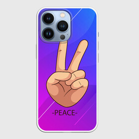Чехол для iPhone 13 Pro с принтом ВСЕМ МИР | PEACE (Z) ,  |  | Тематика изображения на принте: anarchy | hippies | peace | анархизм | анархия | два пальца | знак | знаки | любовь | мир | мир всем | хиппи