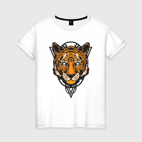 Женская футболка хлопок с принтом Tiger Style , 100% хлопок | прямой крой, круглый вырез горловины, длина до линии бедер, слегка спущенное плечо | 2022 | animal | cat | lion | tiger | год тигра | животные | зубы | кот | кошка | лев | охотник | полосатый | природа | тигр | тигренок | тигрица | хищник