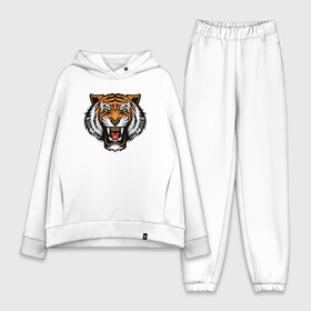 Женский костюм хлопок Oversize с принтом Angry Tiger ,  |  | 2022 | animal | cat | lion | tiger | год тигра | животные | зубы | кот | кошка | лев | охотник | полосатый | природа | тигр | тигренок | тигрица | хищник