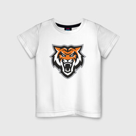 Детская футболка хлопок с принтом Tigers Team , 100% хлопок | круглый вырез горловины, полуприлегающий силуэт, длина до линии бедер | 2022 | animal | cat | lion | tiger | год тигра | животные | зубы | кот | кошка | лев | охотник | полосатый | природа | тигр | тигренок | тигрица | хищник