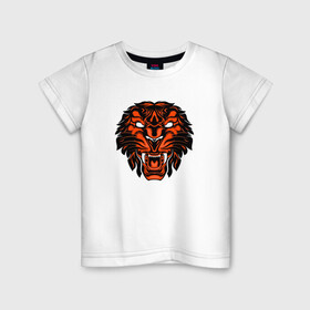 Детская футболка хлопок с принтом African Tiger , 100% хлопок | круглый вырез горловины, полуприлегающий силуэт, длина до линии бедер | 2022 | animal | cat | lion | tiger | год тигра | животные | зубы | кот | кошка | лев | охотник | полосатый | природа | тигр | тигренок | тигрица | хищник