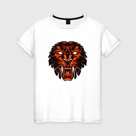 Женская футболка хлопок с принтом African Tiger , 100% хлопок | прямой крой, круглый вырез горловины, длина до линии бедер, слегка спущенное плечо | 2022 | animal | cat | lion | tiger | год тигра | животные | зубы | кот | кошка | лев | охотник | полосатый | природа | тигр | тигренок | тигрица | хищник