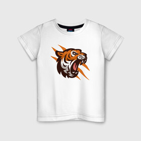 Детская футболка хлопок с принтом Tiger Flash , 100% хлопок | круглый вырез горловины, полуприлегающий силуэт, длина до линии бедер | 2022 | animal | cat | lion | tiger | год тигра | животные | зубы | кот | кошка | лев | охотник | полосатый | природа | тигр | тигренок | тигрица | хищник