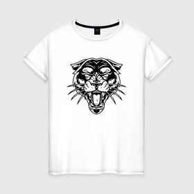 Женская футболка хлопок с принтом Night Tiger , 100% хлопок | прямой крой, круглый вырез горловины, длина до линии бедер, слегка спущенное плечо | 2022 | animal | cat | lion | tiger | год тигра | животные | зубы | кот | кошка | лев | охотник | полосатый | природа | тигр | тигренок | тигрица | хищник
