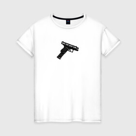 Женская футболка хлопок с принтом Glock-18 , 100% хлопок | прямой крой, круглый вырез горловины, длина до линии бедер, слегка спущенное плечо | арт | надпись | оружие | пистолет | популярное