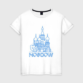 Женская футболка хлопок с принтом Moskow , 100% хлопок | прямой крой, круглый вырез горловины, длина до линии бедер, слегка спущенное плечо | moscow | moskow | москва | храм василия блаженного