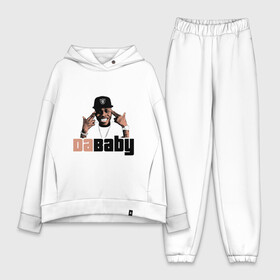 Женский костюм хлопок Oversize с принтом DaBaby ,  |  | baby jesus | dababy | rapper dababy | джонатан линдейл кирк | рэп | рэпер