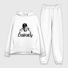 Женский костюм хлопок Oversize с принтом DaBaby ,  |  | baby jesus | dababy | rapper dababy | джонатан линдейл кирк | рэп | рэпер