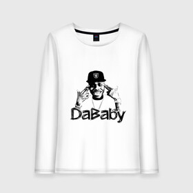 Женский лонгслив хлопок с принтом DaBaby , 100% хлопок |  | baby jesus | dababy | rapper dababy | джонатан линдейл кирк | рэп | рэпер