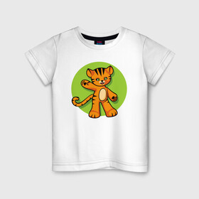Детская футболка хлопок с принтом Hello Tiger , 100% хлопок | круглый вырез горловины, полуприлегающий силуэт, длина до линии бедер | 2022 | animal | cat | lion | tiger | год тигра | животные | зверь | зубы | кот | кошка | лев | охотник | полосатый | природа | тигр | тигренок | тигрица | хищник