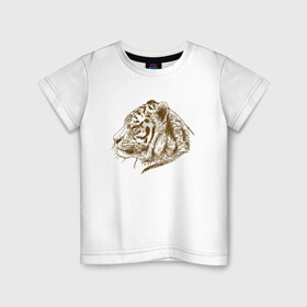 Детская футболка хлопок с принтом Retro Tiger , 100% хлопок | круглый вырез горловины, полуприлегающий силуэт, длина до линии бедер | 2022 | animal | cat | lion | tiger | год тигра | животные | зверь | зубы | кот | кошка | лев | охотник | полосатый | природа | ретро | тигр | тигренок | тигрица | хищник