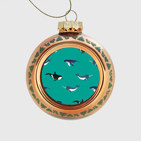 Стеклянный ёлочный шар с принтом Нарвал, киты, касатка паттерн , Стекло | Диаметр: 80 мм | изумрудно зеленый цвет | касатки | киты | морская фауна | морские животные | морские жители | нарвал | океан | паттерн