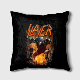 Подушка 3D с принтом Slayer , наволочка – 100% полиэстер, наполнитель – холлофайбер (легкий наполнитель, не вызывает аллергию). | состоит из подушки и наволочки. Наволочка на молнии, легко снимается для стирки | metal | slayer | группы | метал | музыка | рок | трэш метал