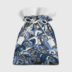 Подарочный 3D мешок с принтом Синий камуфляж с щупальцами , 100% полиэстер | Размер: 29*39 см | Тематика изображения на принте: камуфляж | ктулху | милитари | море | морской | осьминог | рыбак | щупальца