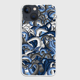 Чехол для iPhone 13 mini с принтом Синий камуфляж с щупальцами ,  |  | камуфляж | ктулху | милитари | море | морской | осьминог | рыбак | щупальца