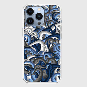 Чехол для iPhone 13 Pro с принтом Синий камуфляж с щупальцами ,  |  | камуфляж | ктулху | милитари | море | морской | осьминог | рыбак | щупальца
