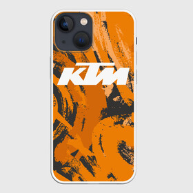 Чехол для iPhone 13 mini с принтом KTM | КТМ (Z) ,  |  | Тематика изображения на принте: enduro | grange | ktm | moto | moto sport | motocycle | sportmotorcycle | гранж | ктм | мото | мото спорт | мотоспорт | спорт мото