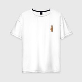 Женская футболка хлопок Oversize с принтом Peace | Мир (Z) , 100% хлопок | свободный крой, круглый ворот, спущенный рукав, длина до линии бедер
 | anarchy | hippies | peace | анархизм | анархия | два пальца | любовь | мир | хиппи