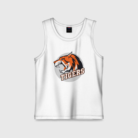 Детская майка хлопок с принтом Sport Tigers ,  |  | 2022 | animal | cat | lion | sport | tiger | год тигра | животные | зверь | зубы | кот | кошка | лев | охотник | полосатый | природа | спорт | тигр | тигренок | тигрица | хищник