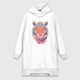 Платье-худи хлопок с принтом Color Tiger ,  |  | 2022 | animal | cat | lion | tiger | год тигра | животные | зверь | зубы | кот | кошка | лев | охотник | полосатый | природа | тигр | тигренок | тигрица | хищник