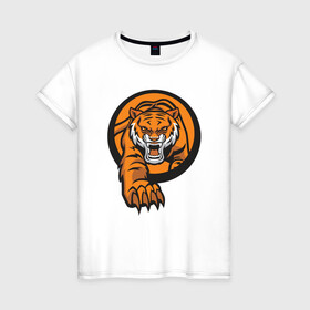 Женская футболка хлопок с принтом Жизнь Тигра , 100% хлопок | прямой крой, круглый вырез горловины, длина до линии бедер, слегка спущенное плечо | 2022 | animal | cat | lion | tiger | год тигра | животные | зверь | зубы | кот | кошка | лев | охотник | полосатый | природа | тигр | тигренок | тигрица | хищник