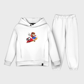 Детский костюм хлопок Oversize с принтом Марио бросает бейсболку ,  |  | baseball cap | eyes | face | mario | moustache | nose | video game | бейсболка | видеоигра | глаза | лицо | марио | нос | усы