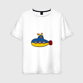 Женская футболка хлопок Oversize с принтом Подводная лодка , 100% хлопок | свободный крой, круглый ворот, спущенный рукав, длина до линии бедер
 | submarine | наутилус | подводная лодка
