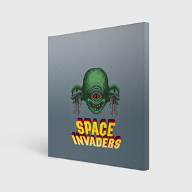 Холст квадратный с принтом Space Invaders | Old game (Z) , 100% ПВХ |  | Тематика изображения на принте: dendy | invaders | nintendo | shootem up | space invaders | денди | захватчики | космические захватчики | су имбэ | чужаки