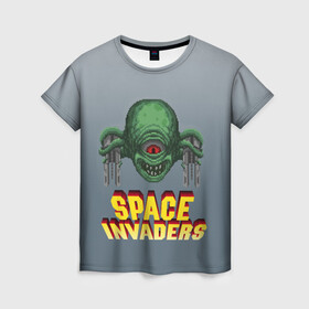 Женская футболка 3D с принтом Space Invaders | Old game (Z) , 100% полиэфир ( синтетическое хлопкоподобное полотно) | прямой крой, круглый вырез горловины, длина до линии бедер | dendy | invaders | nintendo | shootem up | space invaders | денди | захватчики | космические захватчики | су имбэ | чужаки