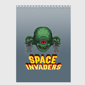 Скетчбук с принтом Space Invaders | Old game (Z) , 100% бумага
 | 48 листов, плотность листов — 100 г/м2, плотность картонной обложки — 250 г/м2. Листы скреплены сверху удобной пружинной спиралью | dendy | invaders | nintendo | shootem up | space invaders | денди | захватчики | космические захватчики | су имбэ | чужаки