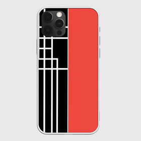 Чехол для iPhone 12 Pro с принтом Черный и коралловый арт деко , силикон | область печати: задняя сторона чехла, без боковых панелей | абстрактный | арт | арт деко | белые полосы | геометрический | модный | молодежный | полосы | современный | черный и коралловый