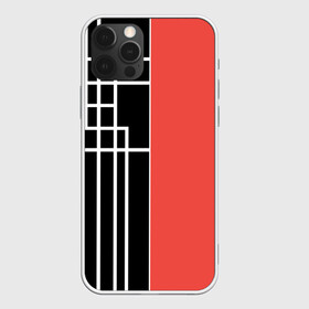 Чехол для iPhone 12 Pro Max с принтом Черный и коралловый арт деко , Силикон |  | абстрактный | арт | арт деко | белые полосы | геометрический | модный | молодежный | полосы | современный | черный и коралловый