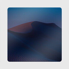 Магнит виниловый Квадрат с принтом Ночная пустыня дюна на рассвете , полимерный материал с магнитным слоем | размер 9*9 см, закругленные углы | desert | dune | night | sunrise | sunset | барханы | дюна | закат | ночь | песок | пустыня | рассвет