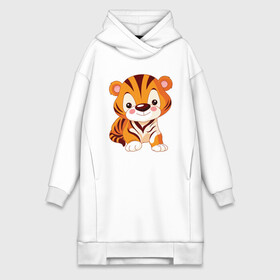 Платье-худи хлопок с принтом Little Tiger ,  |  | 2022 | animal | cat | lion | tiger | год тигра | животные | зверь | зубы | кот | кошка | лев | охотник | полосатый | природа | тигр | тигренок | тигрица | хищник