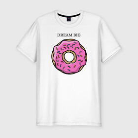 Мужская футболка хлопок Slim с принтом Пончик , 92% хлопок, 8% лайкра | приталенный силуэт, круглый вырез ворота, длина до линии бедра, короткий рукав | big | donut | dream | пончик | сладость