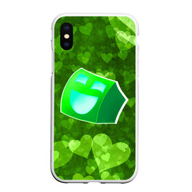 Чехол для iPhone XS Max матовый с принтом Geometry Dash | Green Love (Z) , Силикон | Область печати: задняя сторона чехла, без боковых панелей | 2d | arcade | game | geometry dash | meltdown | robtop | аркада | геометри даш | геометрическая черточка | геометрический тире | раннер