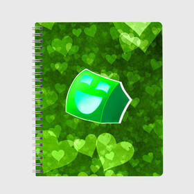 Тетрадь с принтом Geometry Dash | Green Love (Z) , 100% бумага | 48 листов, плотность листов — 60 г/м2, плотность картонной обложки — 250 г/м2. Листы скреплены сбоку удобной пружинной спиралью. Уголки страниц и обложки скругленные. Цвет линий — светло-серый
 | 2d | arcade | game | geometry dash | meltdown | robtop | аркада | геометри даш | геометрическая черточка | геометрический тире | раннер