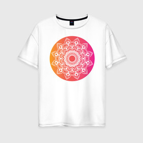 Женская футболка хлопок Oversize с принтом Мандала в круге , 100% хлопок | свободный крой, круглый ворот, спущенный рукав, длина до линии бедер
 | изображение | индия | круг | религия | рисунок