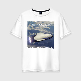 Женская футболка хлопок Oversize с принтом Революция в космосе , 100% хлопок | свободный крой, круглый ворот, спущенный рукав, длина до линии бедер
 | cosmos | flight | planet | revolution | space x | космос | планета | революция