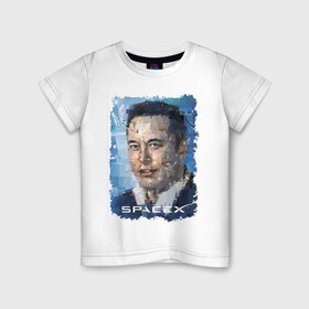 Детская футболка хлопок с принтом Elon Musk, Space X , 100% хлопок | круглый вырез горловины, полуприлегающий силуэт, длина до линии бедер | celebrity | elon musk | genius | revolutionary | space x | гений | знаменитость | илон маск | революционер