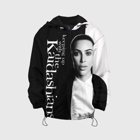 Детская куртка 3D с принтом Ким Кардашьян  , 100% полиэстер | застежка — молния, подол и капюшон оформлены резинкой с фиксаторами, по бокам — два кармана без застежек, один потайной карман на груди, плотность верхнего слоя — 90 г/м2; плотность флисового подклада — 260 г/м2 | Тематика изображения на принте: armenian | celebrity | kardashian family | kim kardashian | армянка | знаменитость | ким кардашьян | семейство кардашьян
