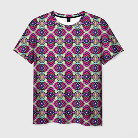 Мужская футболка 3D с принтом Абстрактный современный узор , 100% полиэфир | прямой крой, круглый вырез горловины, длина до линии бедер | арабский | красный | оливковый | орнамент | пляжный | популярный | разноцветный | этнический орнамент